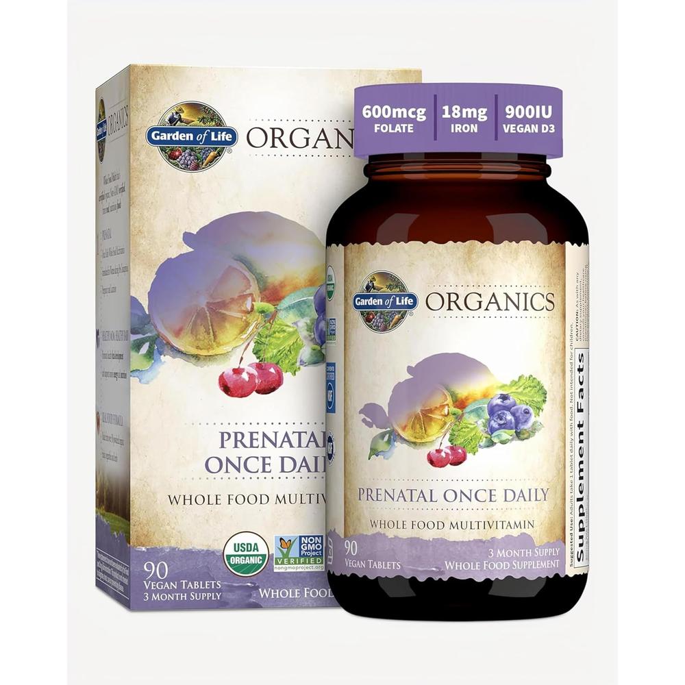 MULTIVITAMÍNICO GARDEN OF LIFE ORGANICS PRENATAL ONCE DAILY 90 TABLETAS - 1