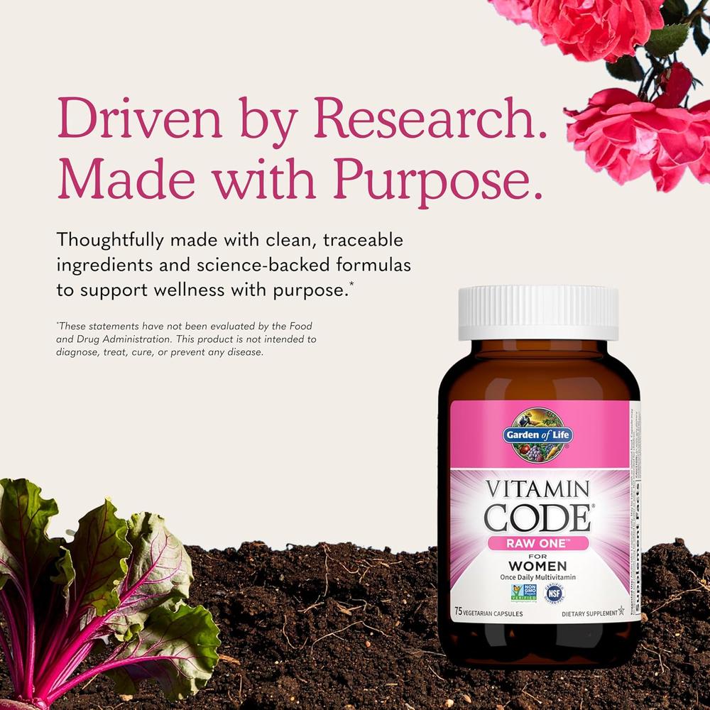 MULTIVITAMÍNICO GARDEN OF LIFE VITAMIN CODE RAW ONE FOR WOMEN 75 CÁPSULAS - 6