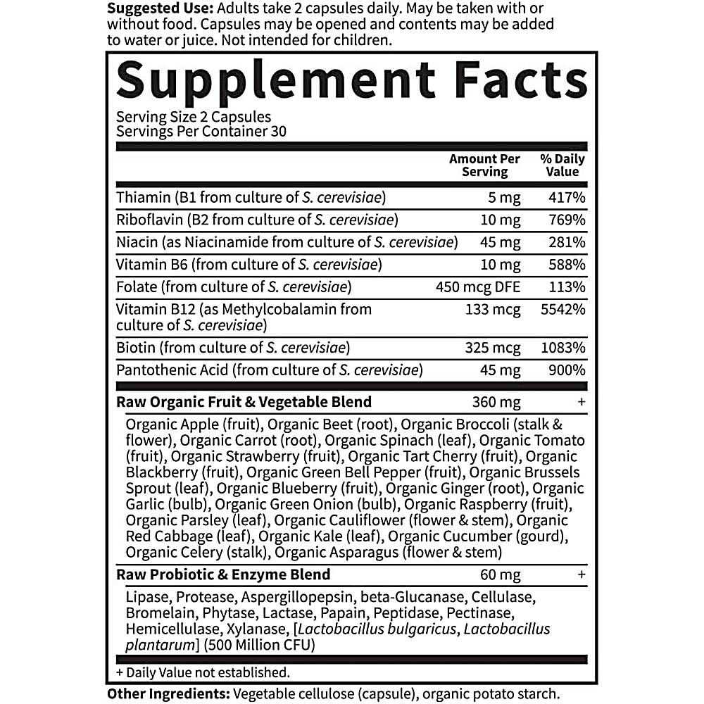 COMPLEJO B GARDEN OF LIFE VITAMIN CODE RAW 60 CÁPSULAS - 5