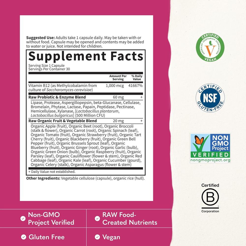 VITAMINA B12 GARDEN OF LIFE VITAMIN CODE RAW 1000 MCG 30 CÁPSULAS - 3