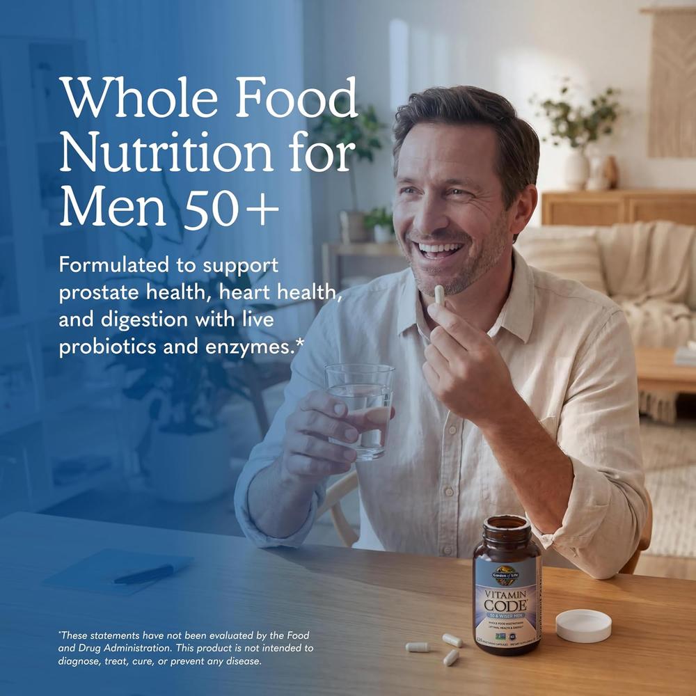 MULTIVITAMÍNICO GARDEN OF LIFE VITAMIN CODE MEN 50 Y WISER 120 CÁPSULAS - 2