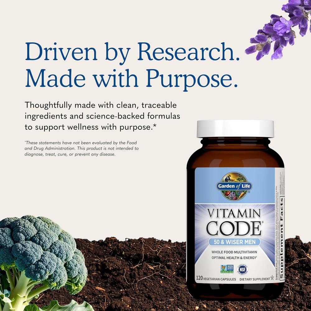 MULTIVITAMÍNICO GARDEN OF LIFE VITAMIN CODE MEN 50 Y WISER 120 CÁPSULAS - 6