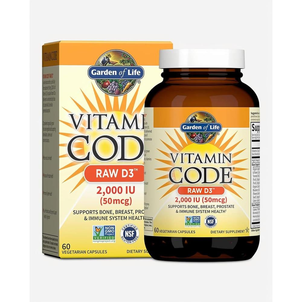 VITAMINA D3 GARDEN OF LIFE VITAMIN CODE RAW 2000 UI 60 CÁPSULAS - 1