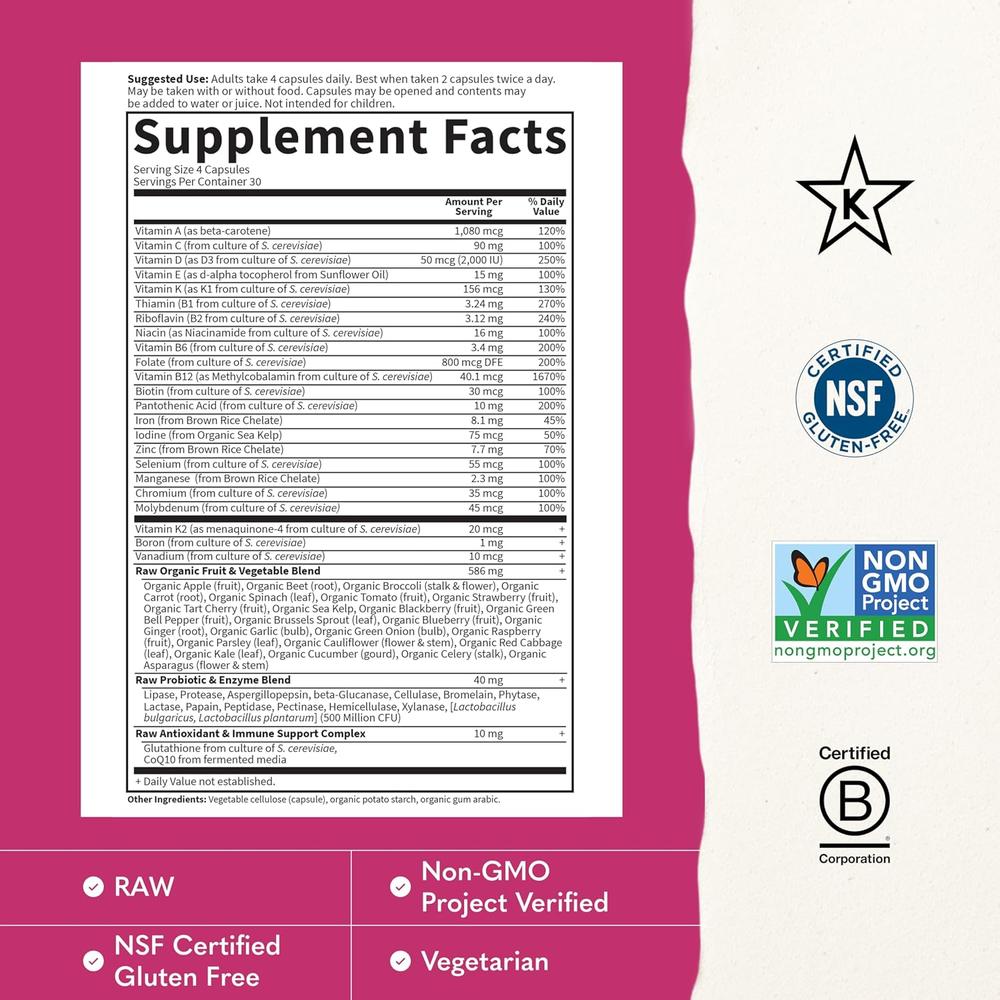 MULTIVITAMÍNICO GARDEN OF LIFE VITAMIN CODE WOMEN 120 CÁPSULAS - 3
