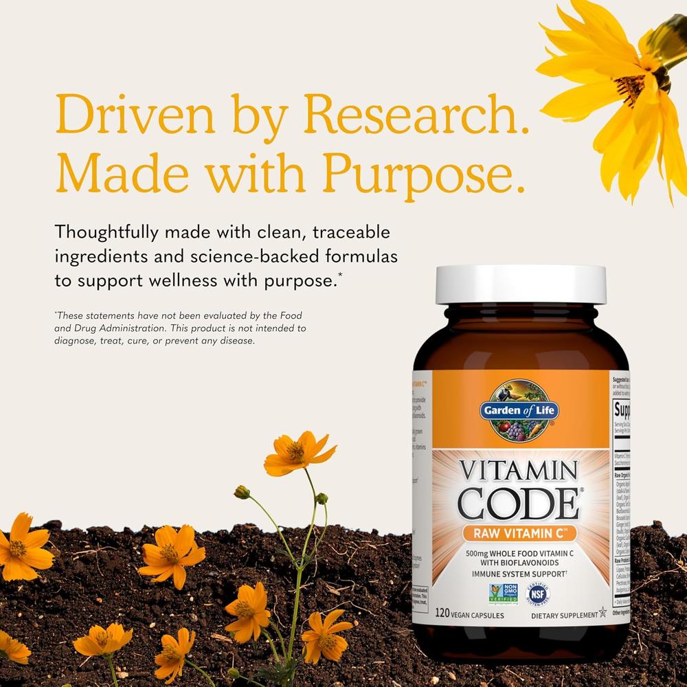 VITAMINA C GARDEN OF LIFE VITAMIN CODE RAW 500 MG 120 CÁPSULAS - 6