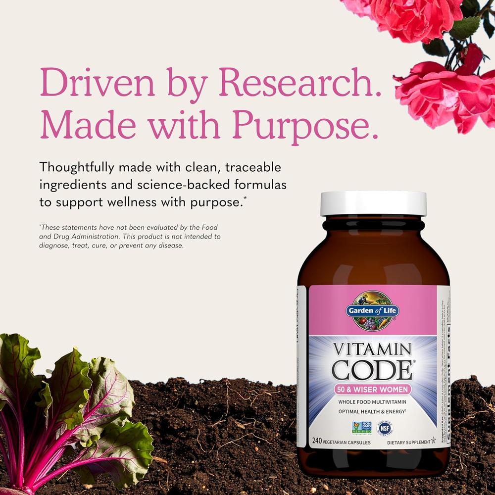MULTIVITAMÍNICO GARDEN OF LIFE VITAMIN CODE WOMEN 50 Y WISER 240 CÁPSULAS - 6