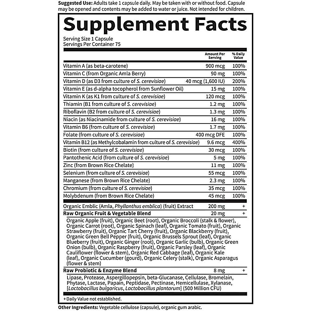 MULTIVITAMÍNICO GARDEN OF LIFE RAW ONE MEN 75 CÁPSULAS + OMEGA 3 OCEANS 3 60 CÁPSULAS | SET 2 - 4