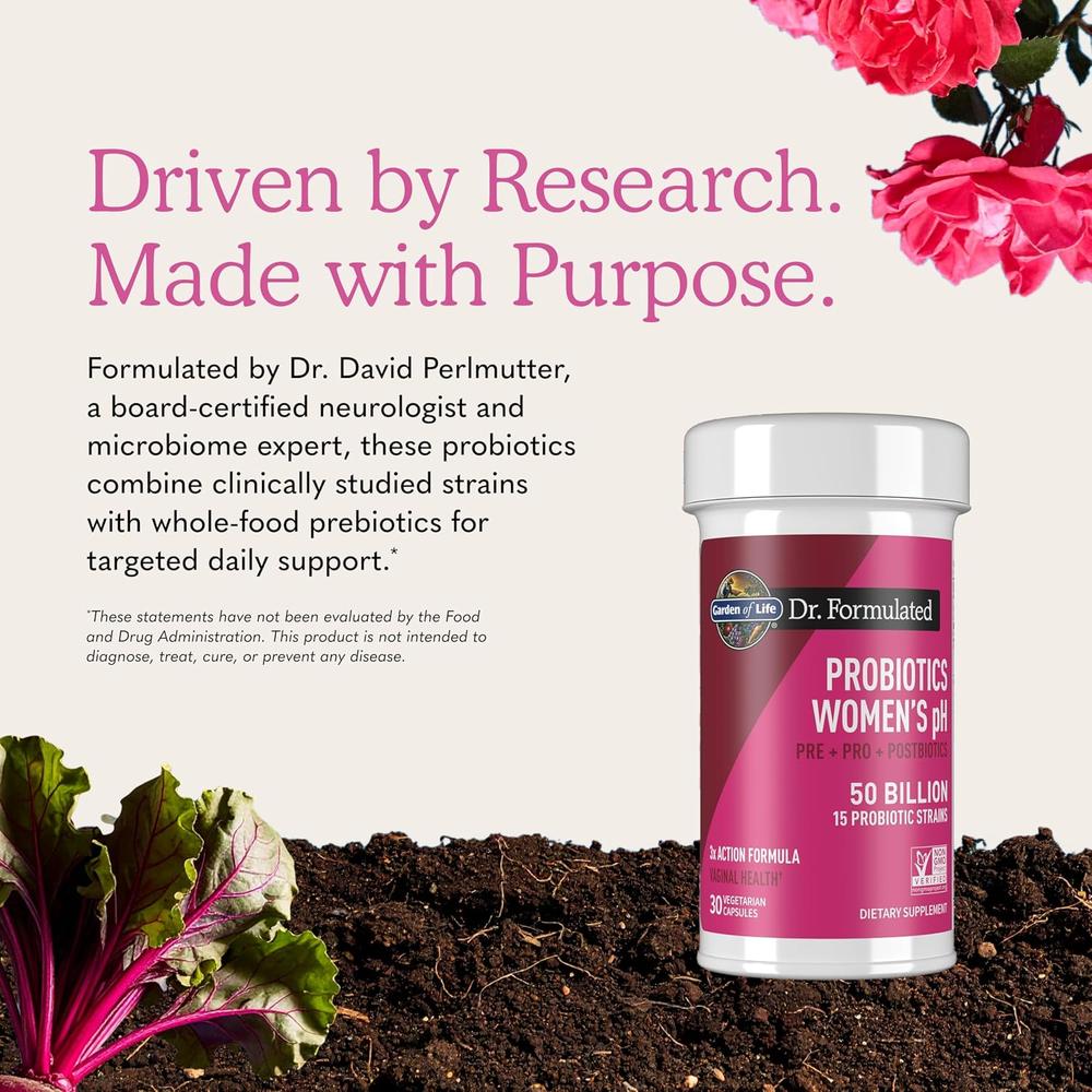 PROBIÓTICO GARDEN OF LIFE DR. FORMULATED WOMEN'S PH 50 BILLONES 15 CEPAS 30 CÁPSULAS - 6