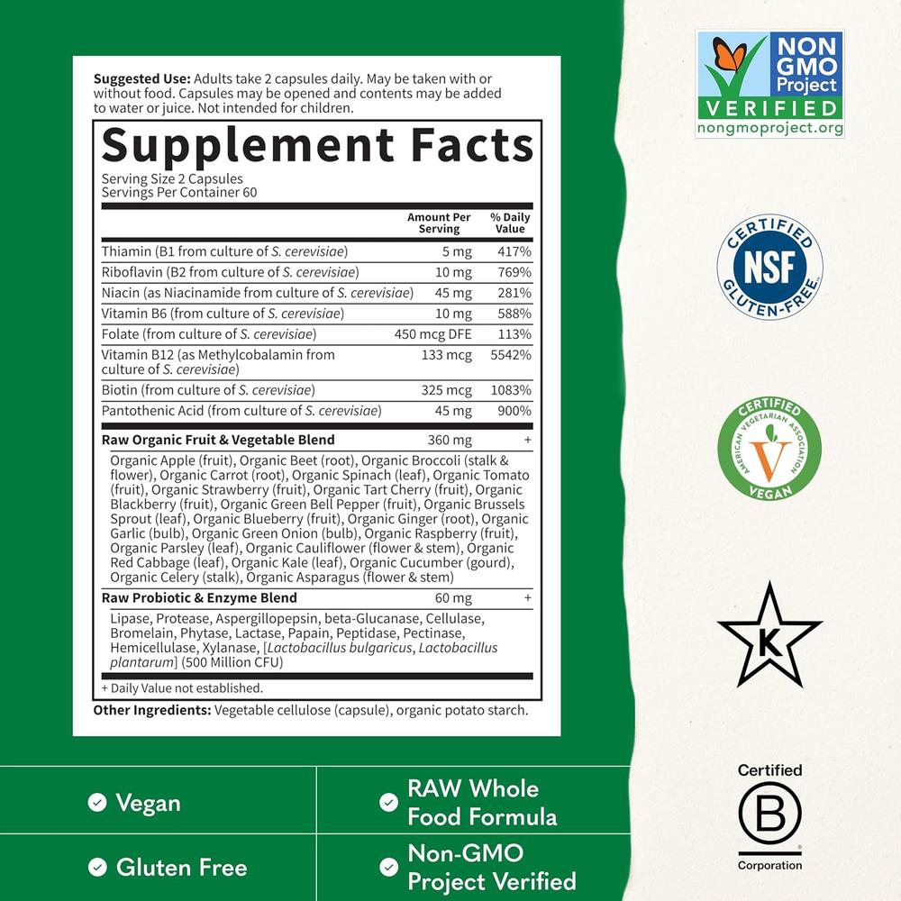 COMPLEJO B GARDEN OF LIFE VITAMIN CODE RAW 120 CÁPSULAS - 3