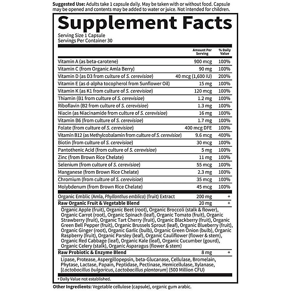 MULTIVITAMÍNICO GARDEN OF LIFE VITAMIN CODE RAW ONE FOR MEN 30 CÁPSULAS - 5
