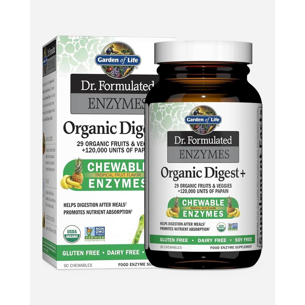 ENZIMAS DIGESTIVAS GARDEN OF LIFE ORGANIC DIGEST+ 13 ENZIMAS FRUTA TROPICAL 90 MASTICABLES - 1