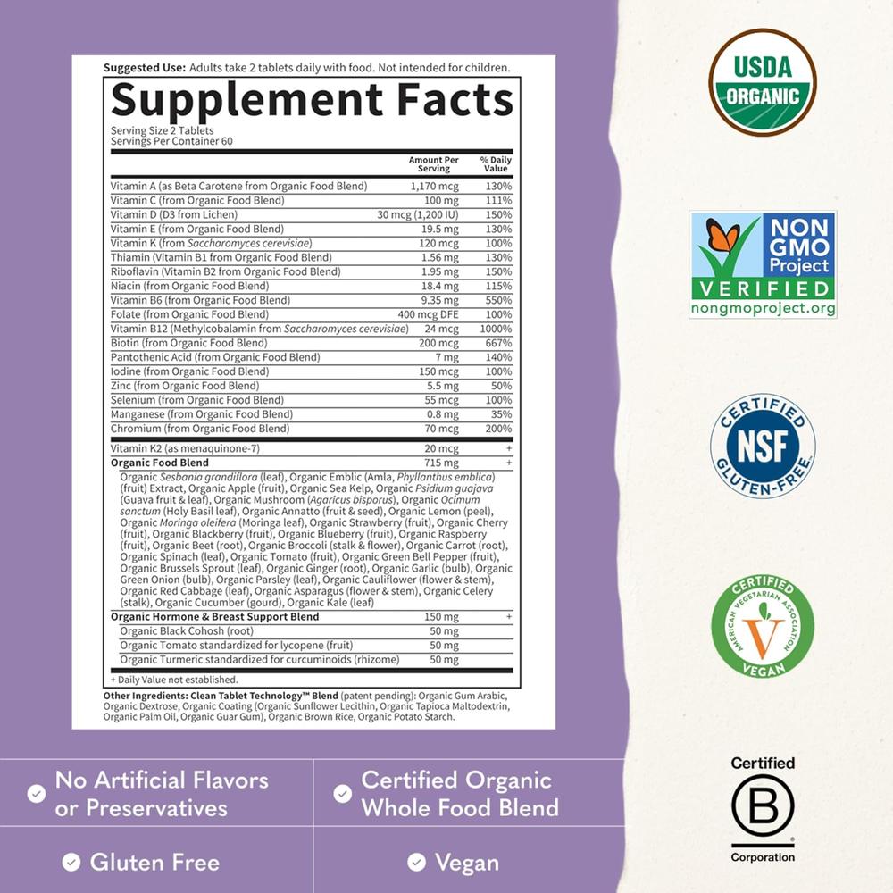 MULTIVITAMÍNICO GARDEN OF LIFE ORGANICS WOMEN'S MULTI 40+ 120 TABLETAS - 3