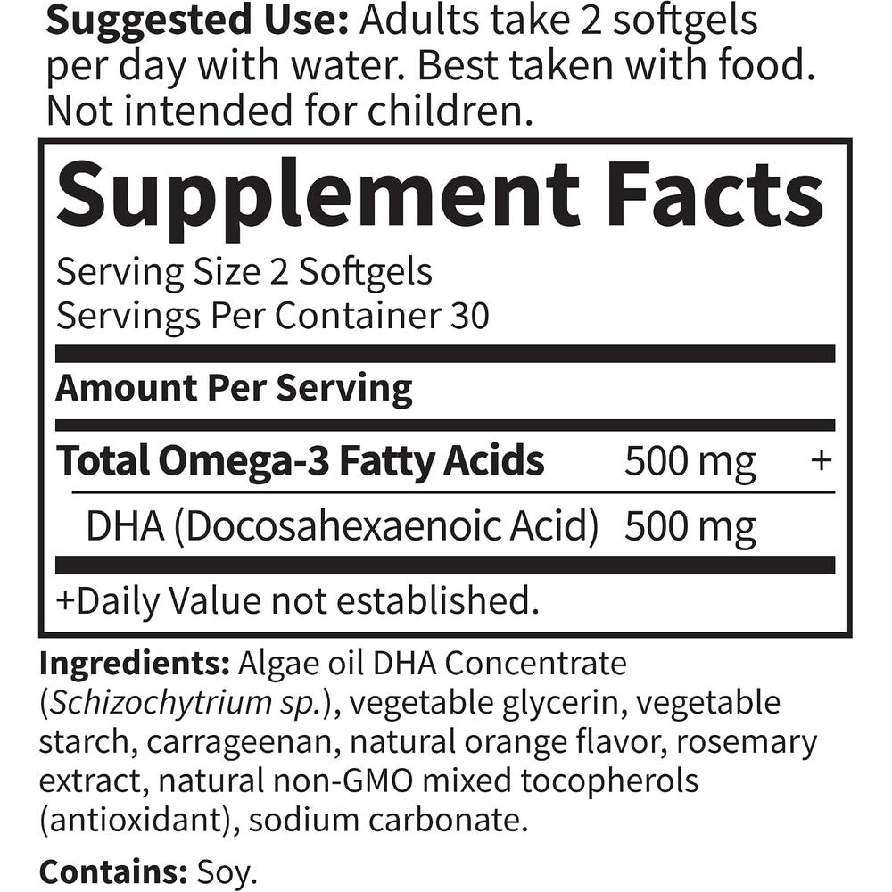 OMEGA 3 DHA VEGANO GARDEN OF LIFE MINAMI ALGAE 500 MG NARANJA 60 CÁPSULAS - 6