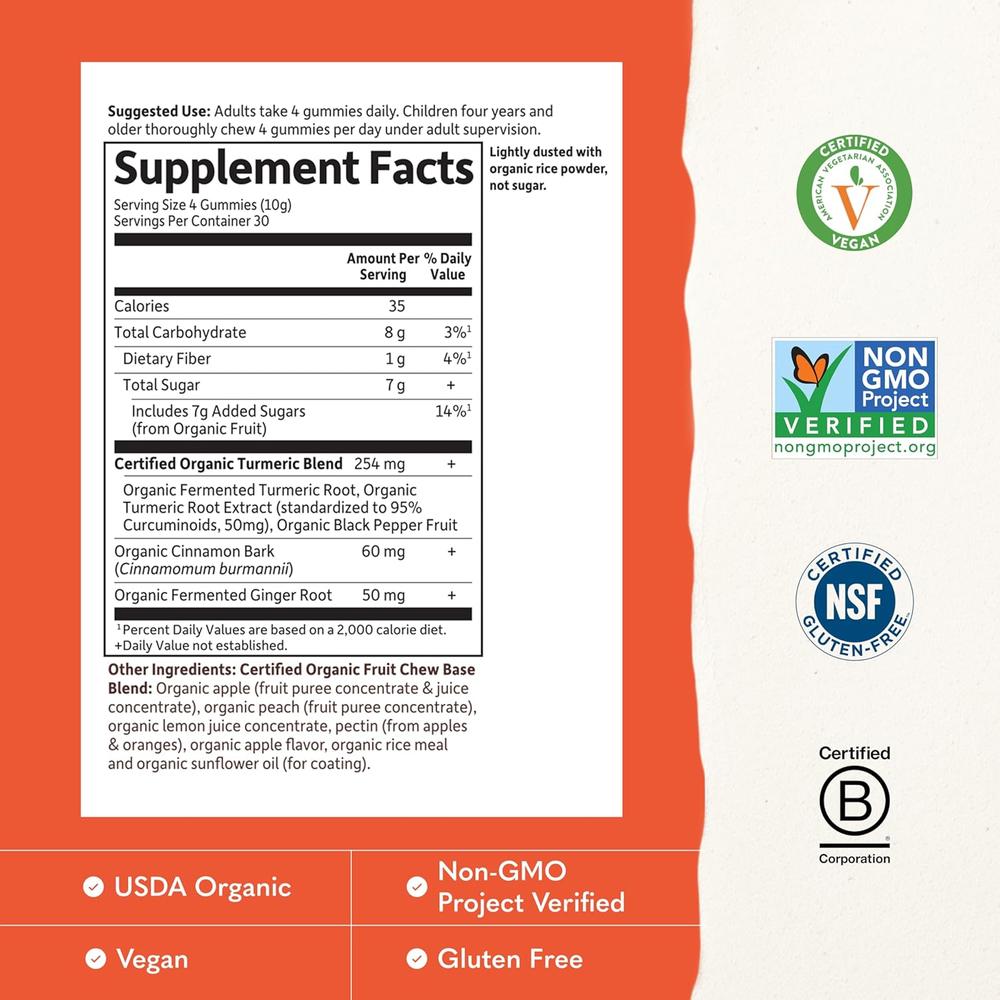 CÚRCUMA GARDEN OF LIFE ORGANICS CURCUMINA 50 MG 120 GOMITAS - 3