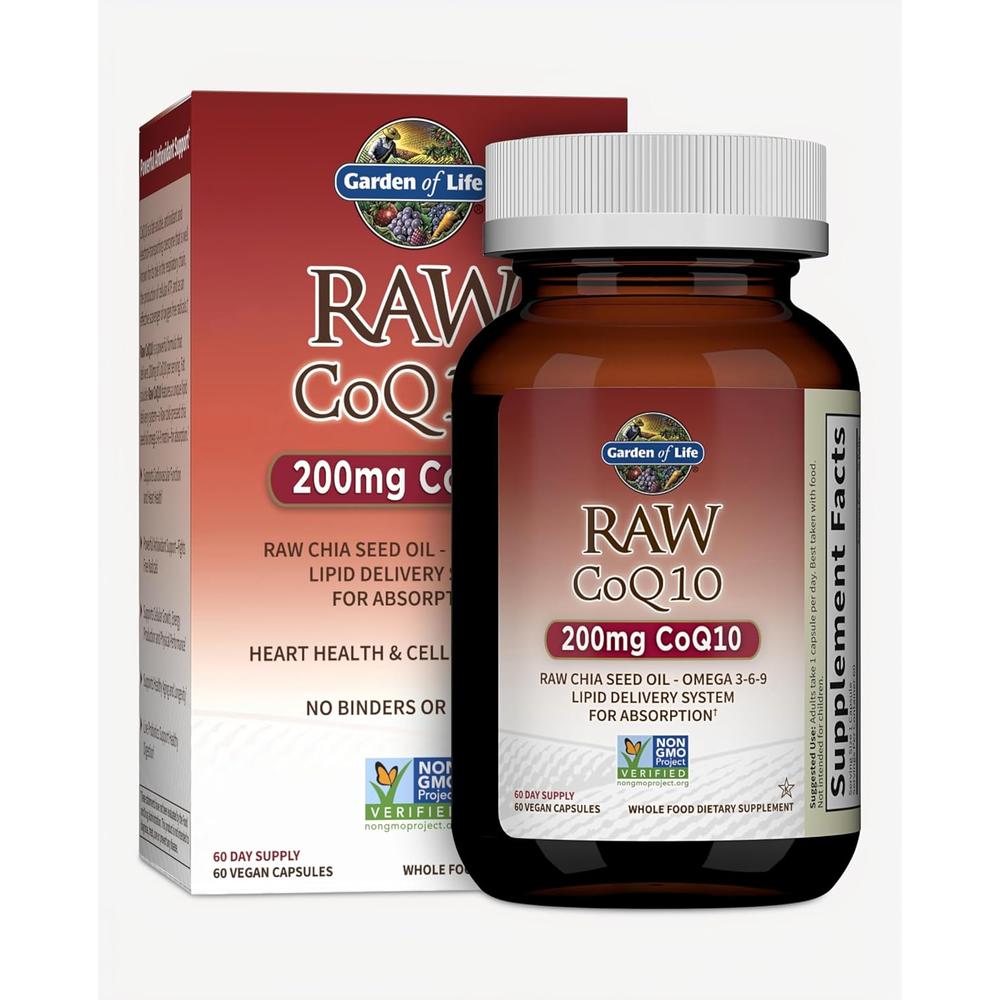 COENZIMA Q10 GARDEN OF LIFE RAW 200 MG + OMEGA 3-6-9 60 CÁPSULAS - 1