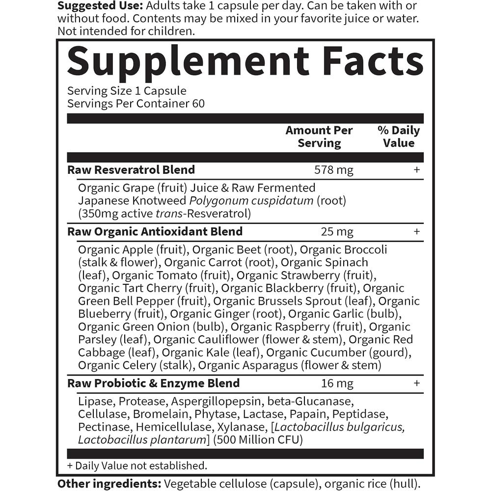 RESVERATROL GARDEN OF LIFE RAW 350 MG 60 CÁPSULAS - 6