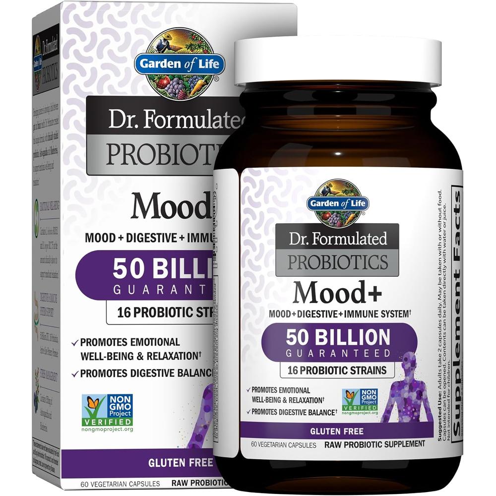 PROBIÓTICO GARDEN OF LIFE MOOD+ 50 BILLONES 16 CEPAS 60 CÁPSULAS - 1