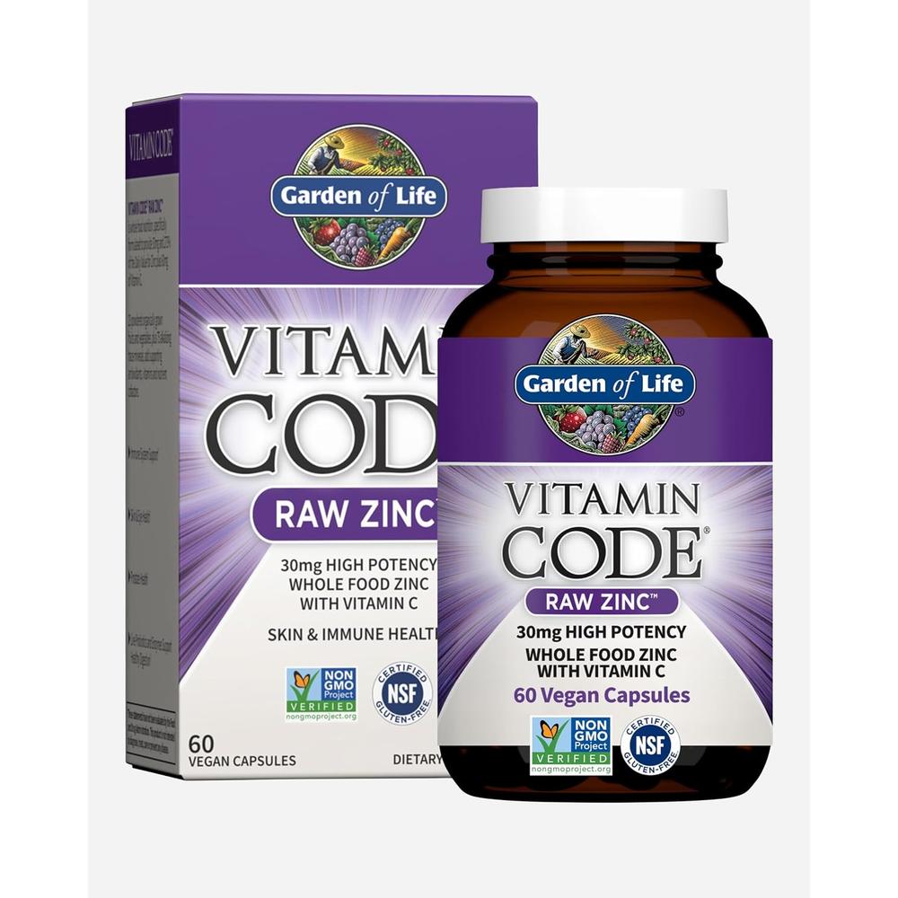 ZINC GARDEN OF LIFE VITAMIN CODE RAW 30 MG + VITAMINA C 60 CÁPSULAS - 1