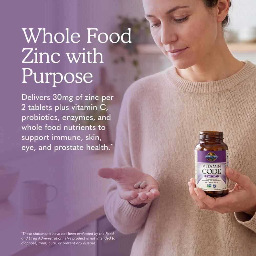 ZINC GARDEN OF LIFE VITAMIN CODE RAW 30 MG + VITAMINA C 60 CÁPSULAS - 2
