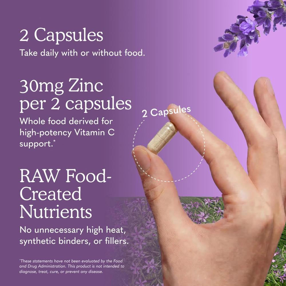 ZINC GARDEN OF LIFE VITAMIN CODE RAW 30 MG + VITAMINA C 60 CÁPSULAS - 5