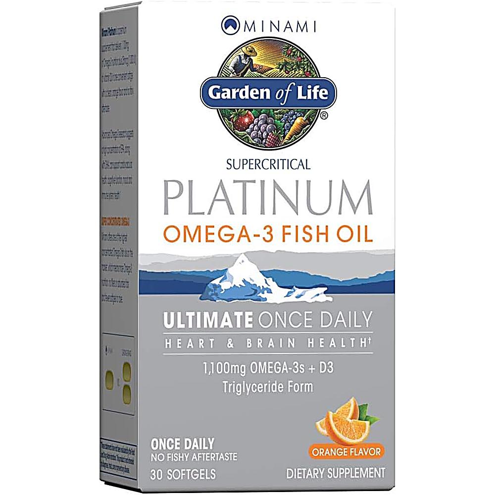 OMEGA 3 GARDEN OF LIFE MINAMI SUPERCRITICAL PLATINUM 1100 MG + D3 1000 UI NARANJA 30 CÁPSULAS - 1