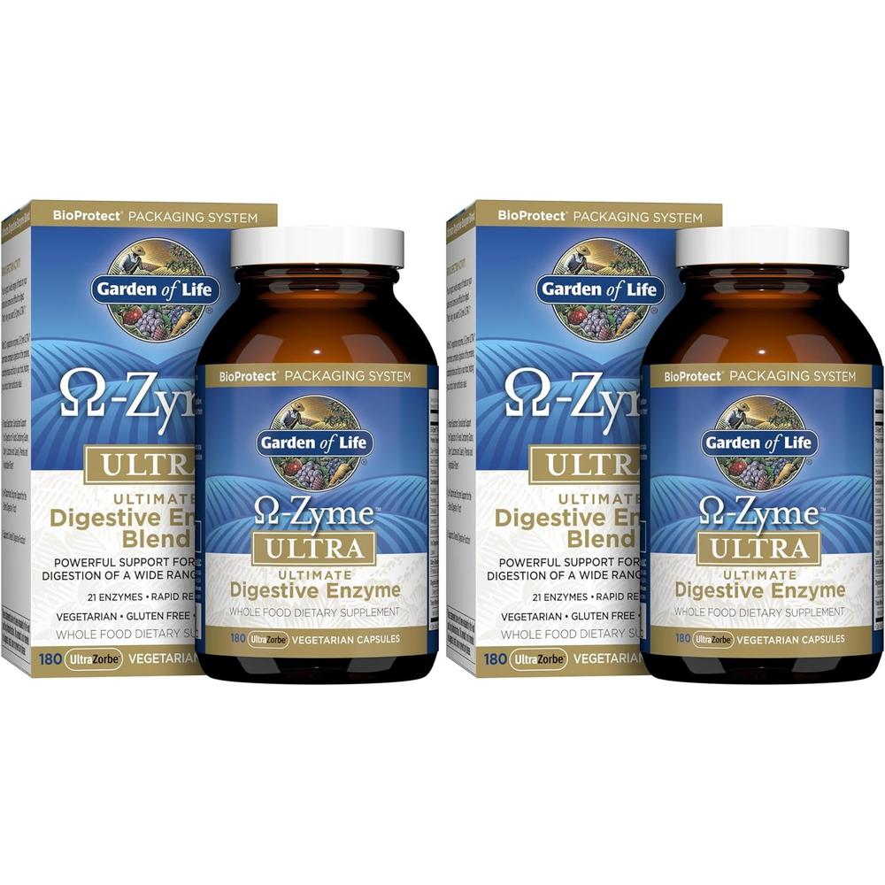 ENZIMAS DIGESTIVAS GARDEN OF LIFE OMEGA-ZYME ULTRA 21 ENZIMAS 180 CÁPSULAS | PACK 2 - 1