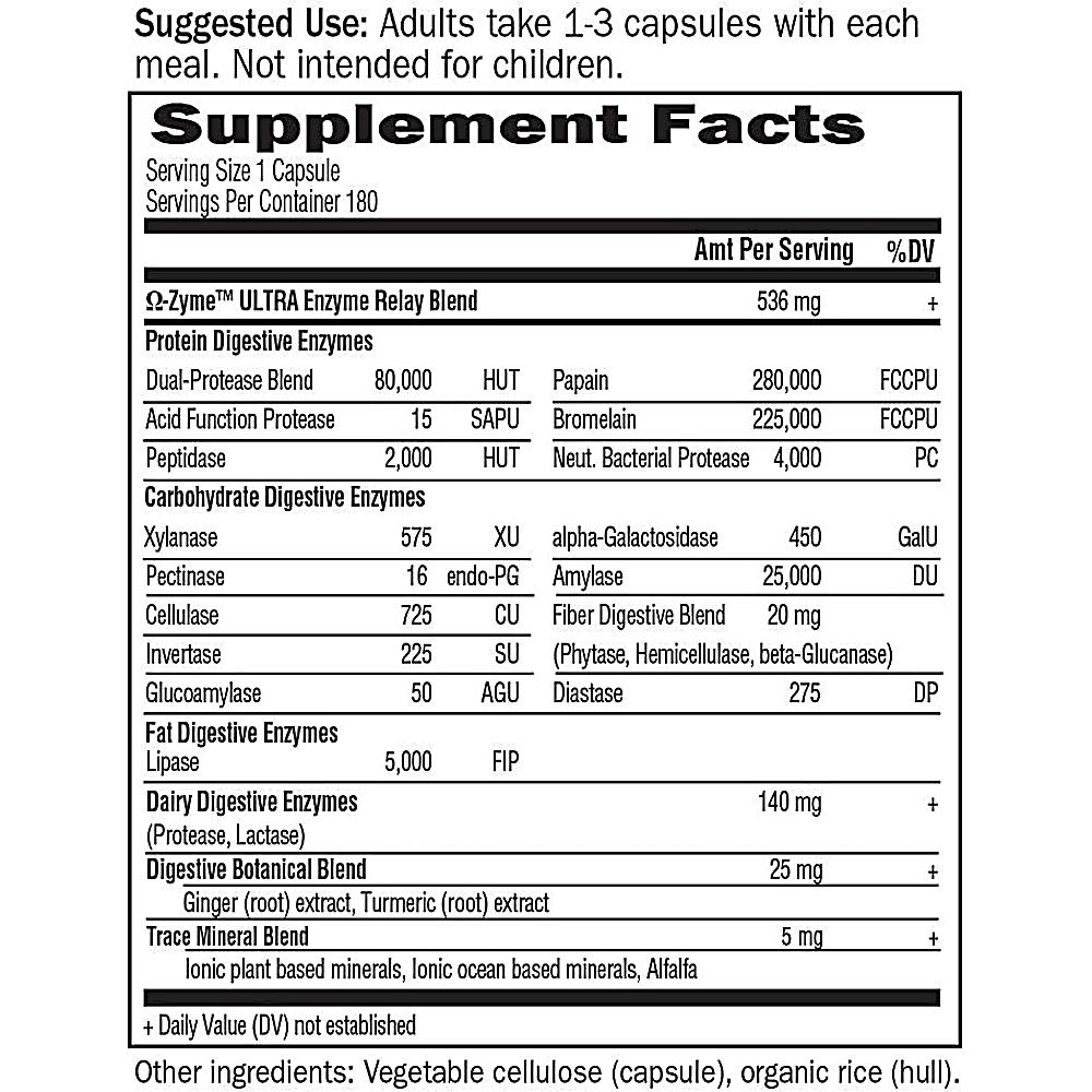 ENZIMAS DIGESTIVAS GARDEN OF LIFE OMEGA-ZYME ULTRA 21 ENZIMAS 180 CÁPSULAS | PACK 2 - 5