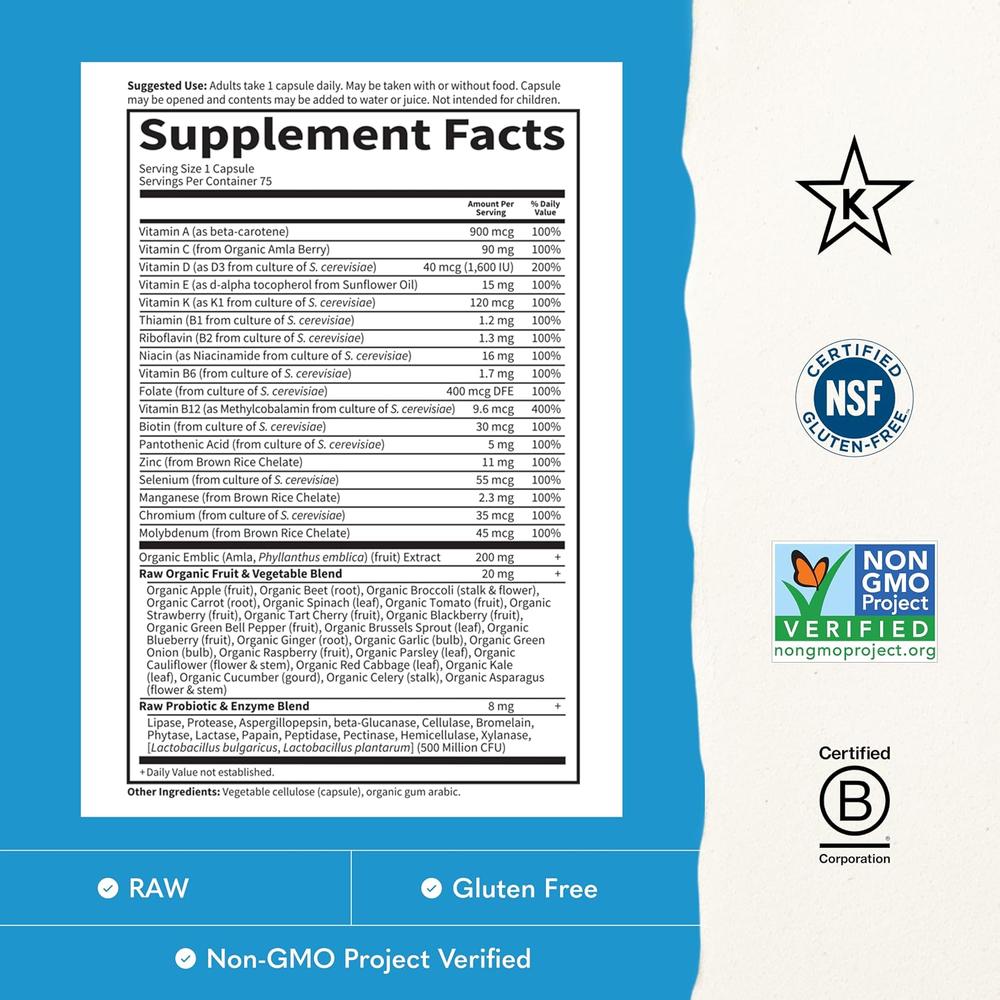 MULTIVITAMÍNICO GARDEN OF LIFE VITAMIN CODE RAW ONE FOR MEN 75 CÁPSULAS - 3