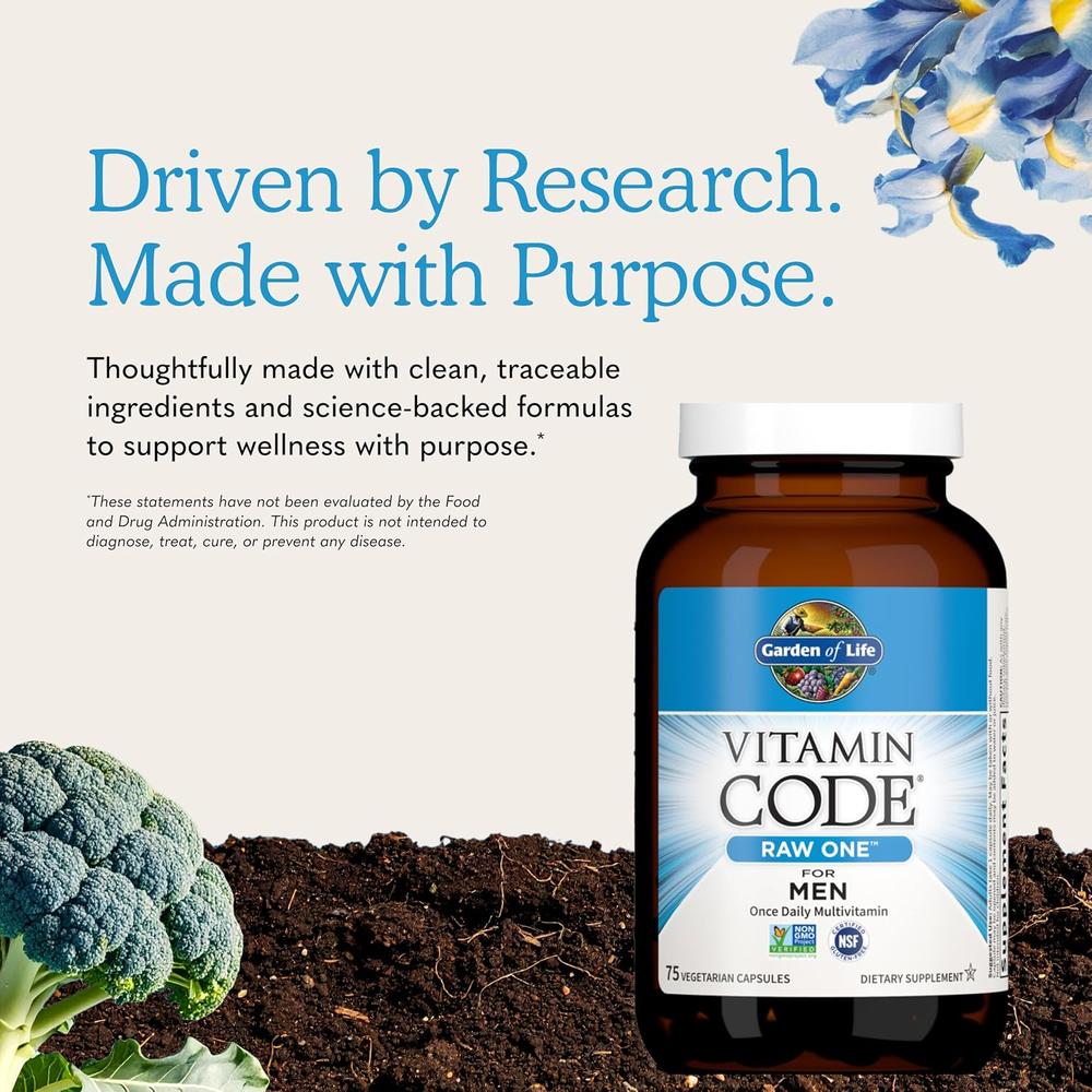 MULTIVITAMÍNICO GARDEN OF LIFE VITAMIN CODE RAW ONE FOR MEN 75 CÁPSULAS - 6