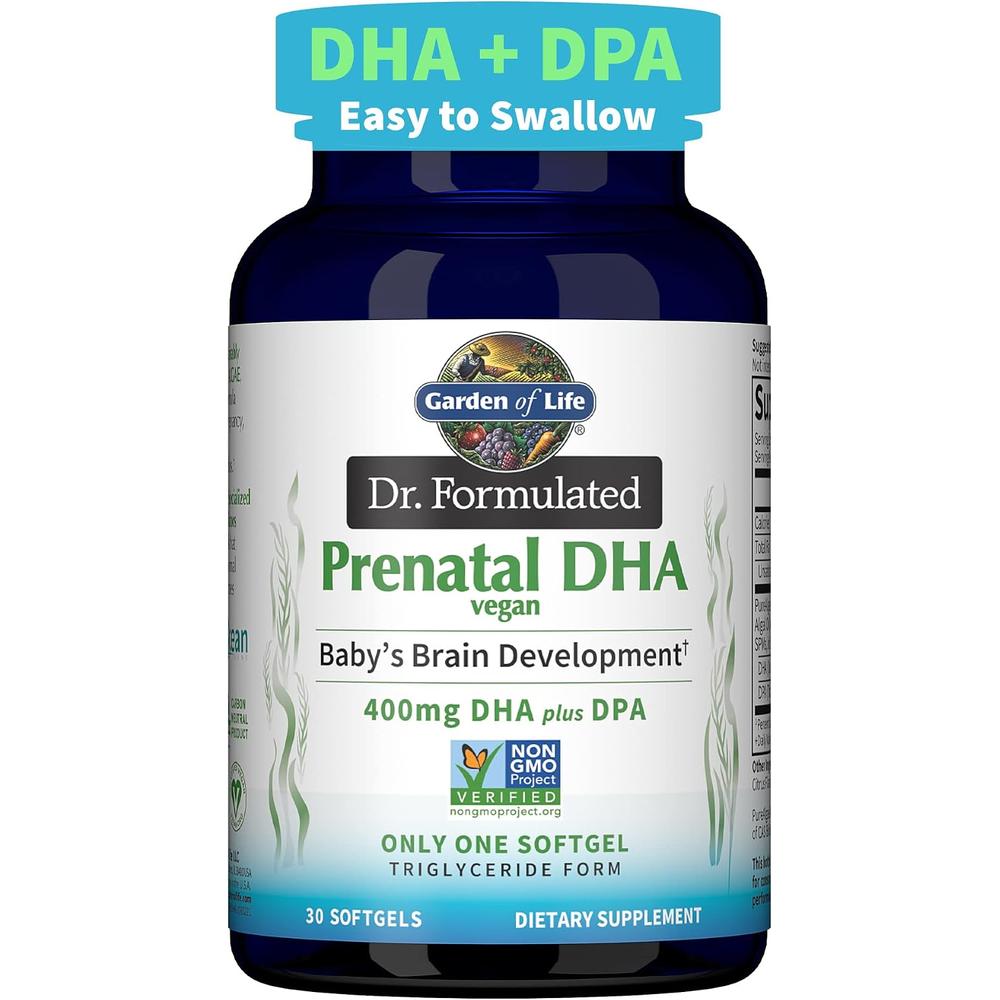 OMEGA 3 DHA VEGANO GARDEN OF LIFE DR. FORMULATED PRENATAL 400 MG + DPA 90 MG 30 CÁPSULAS - 1