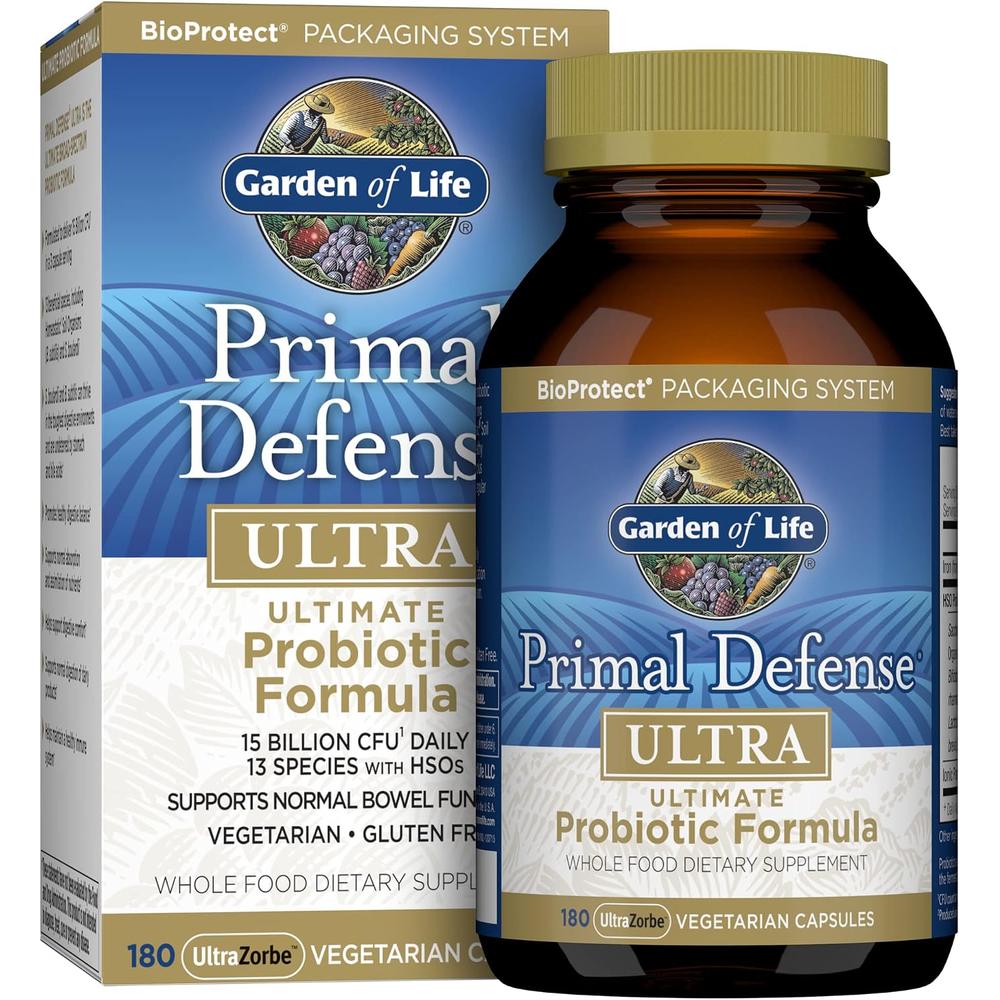 PROBIÓTICO GARDEN OF LIFE PRIMAL DEFENSE ULTRA 15 BILLONES 13 CEPAS 180 CÁPSULAS - 1