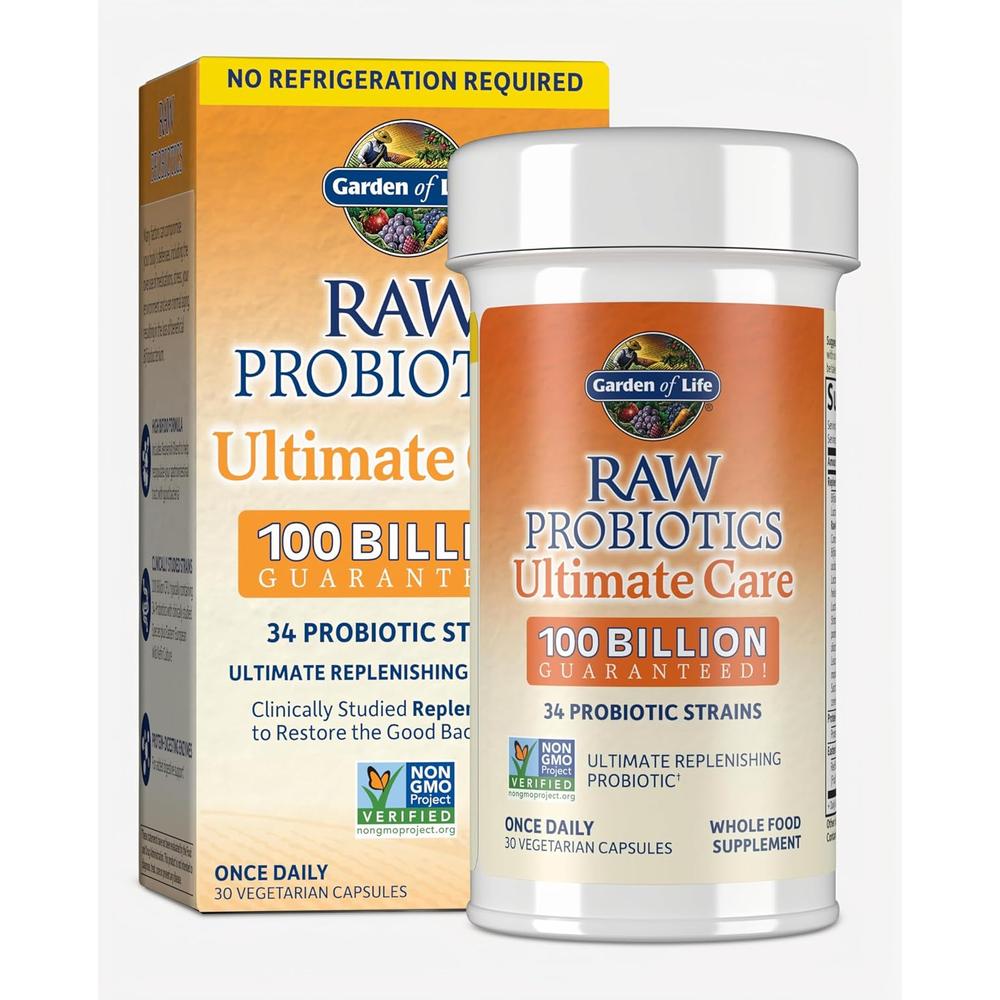 PROBIÓTICO GARDEN OF LIFE RAW ULTIMATE CARE SHELF STABLE 100 BILLONES 34 CEPAS 30 CÁPSULAS - 1
