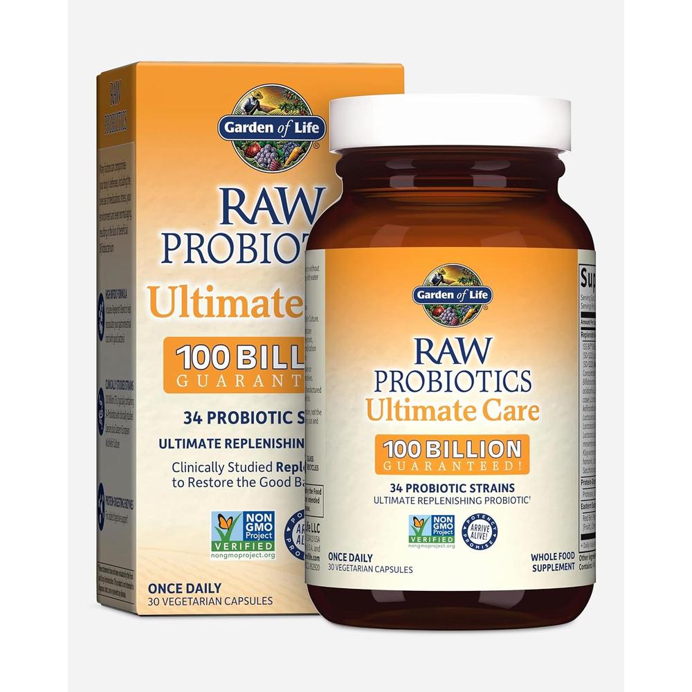 PROBIÓTICO GARDEN OF LIFE RAW ULTIMATE CARE 100 BILLONES 34 CEPAS 30 CÁPSULAS - 1
