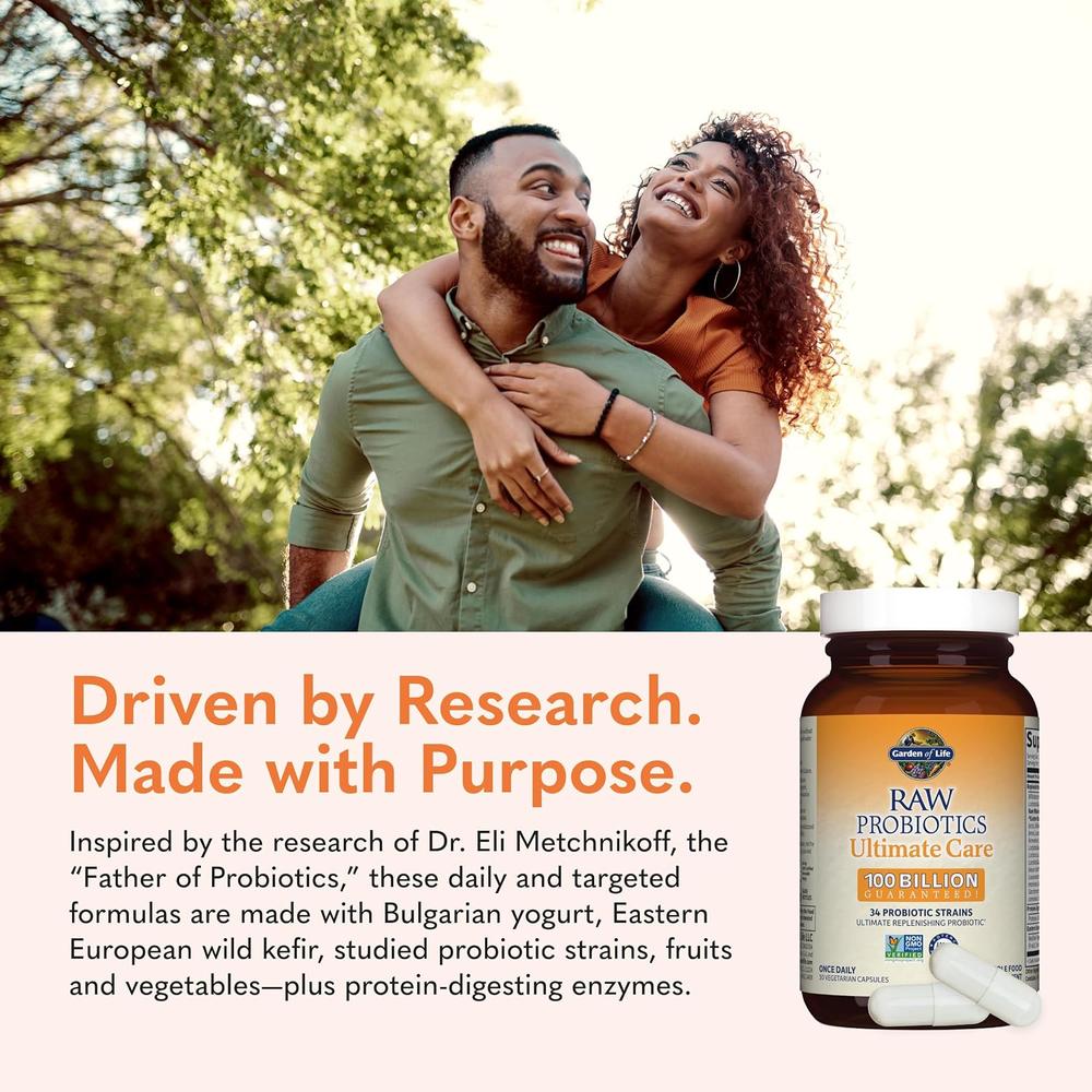 PROBIÓTICO GARDEN OF LIFE RAW ULTIMATE CARE 100 BILLONES 34 CEPAS 30 CÁPSULAS - 6