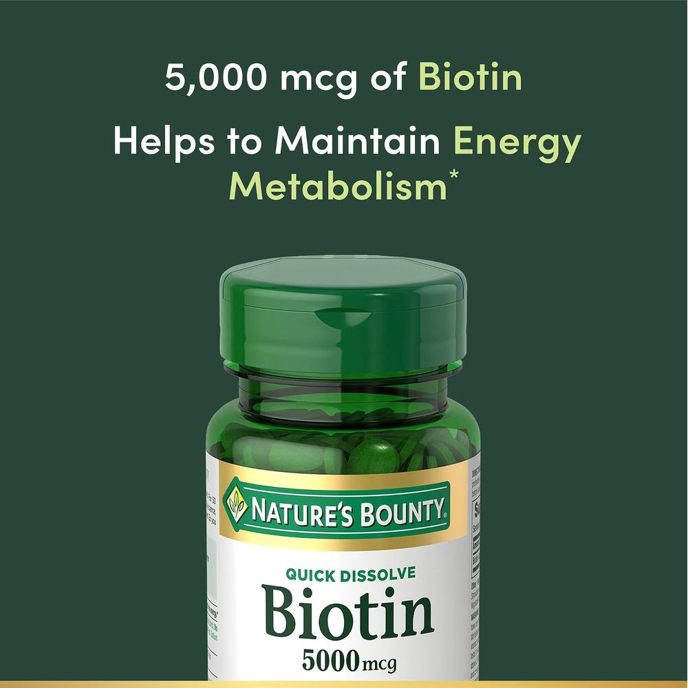 BIOTINA QUICK DISSOLVE NATURE'S BOUNTY 5000 MCG FRESA 60 TABLETAS - 3