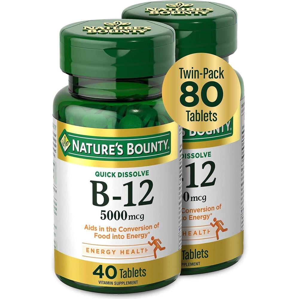 VITAMINA B12 QUICK DISSOLVE NATURE'S BOUNTY 5000 MCG 40 TABLETAS - 1