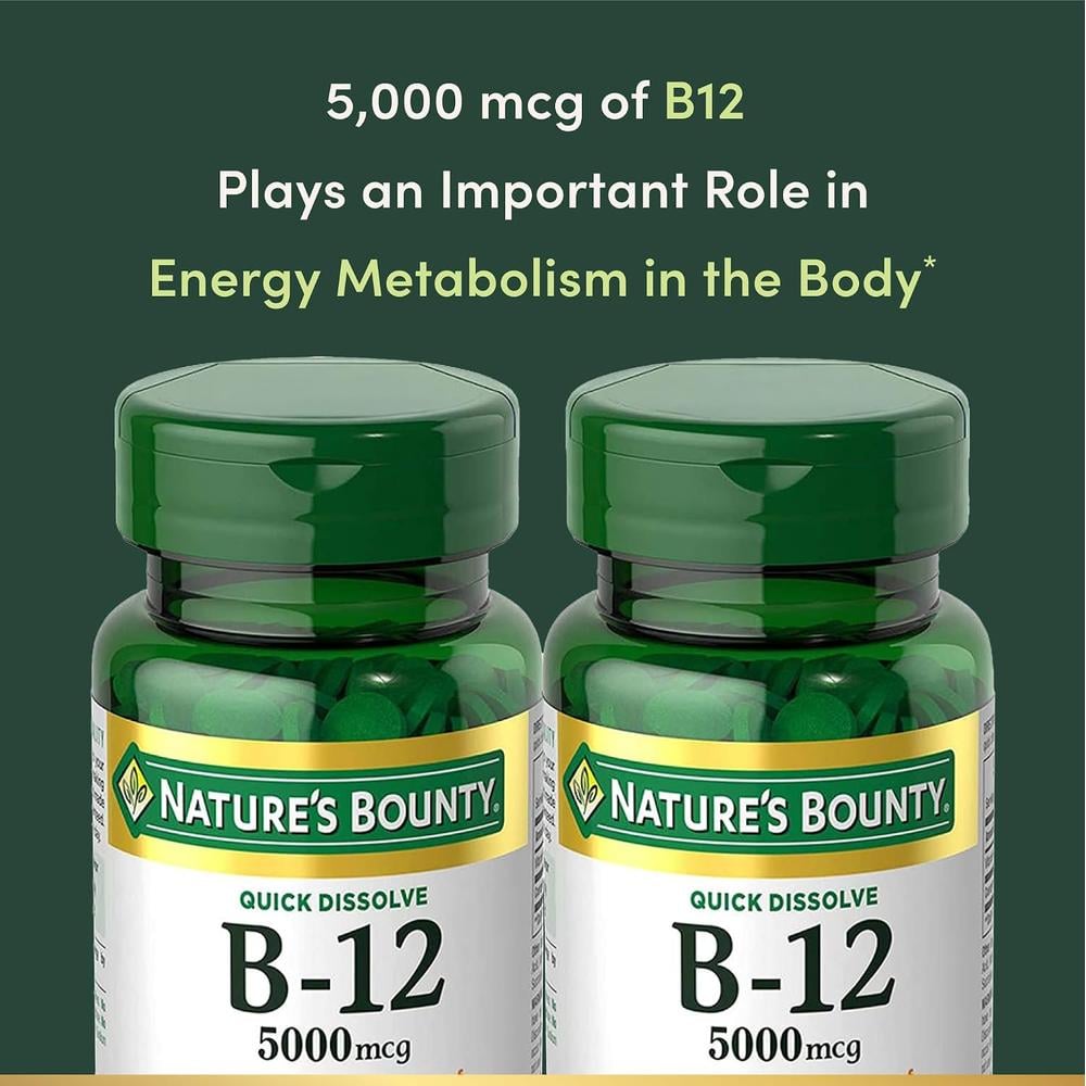 VITAMINA B12 QUICK DISSOLVE NATURE'S BOUNTY 5000 MCG 40 TABLETAS - 3