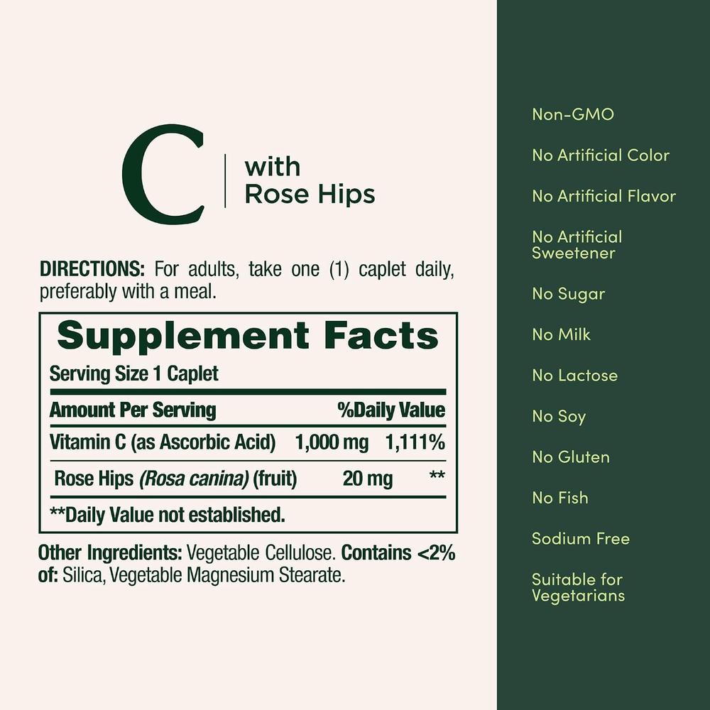 VITAMINA C NATURE'S BOUNTY 1000 MG + ROSA MOSQUETA 100 TABLETAS - 5