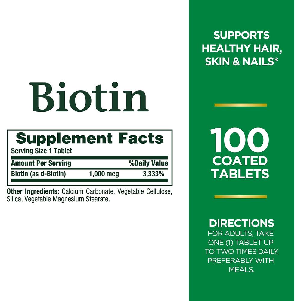 BIOTINA NATURE'S BOUNTY 1000 MCG 100 TABLETAS | PACK 2 - 2