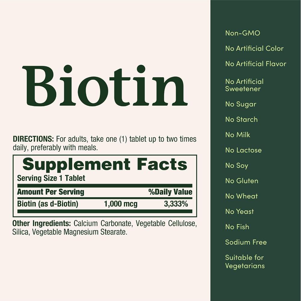 BIOTINA NATURE'S BOUNTY 1000 MCG 100 TABLETAS | PACK 2 - 6