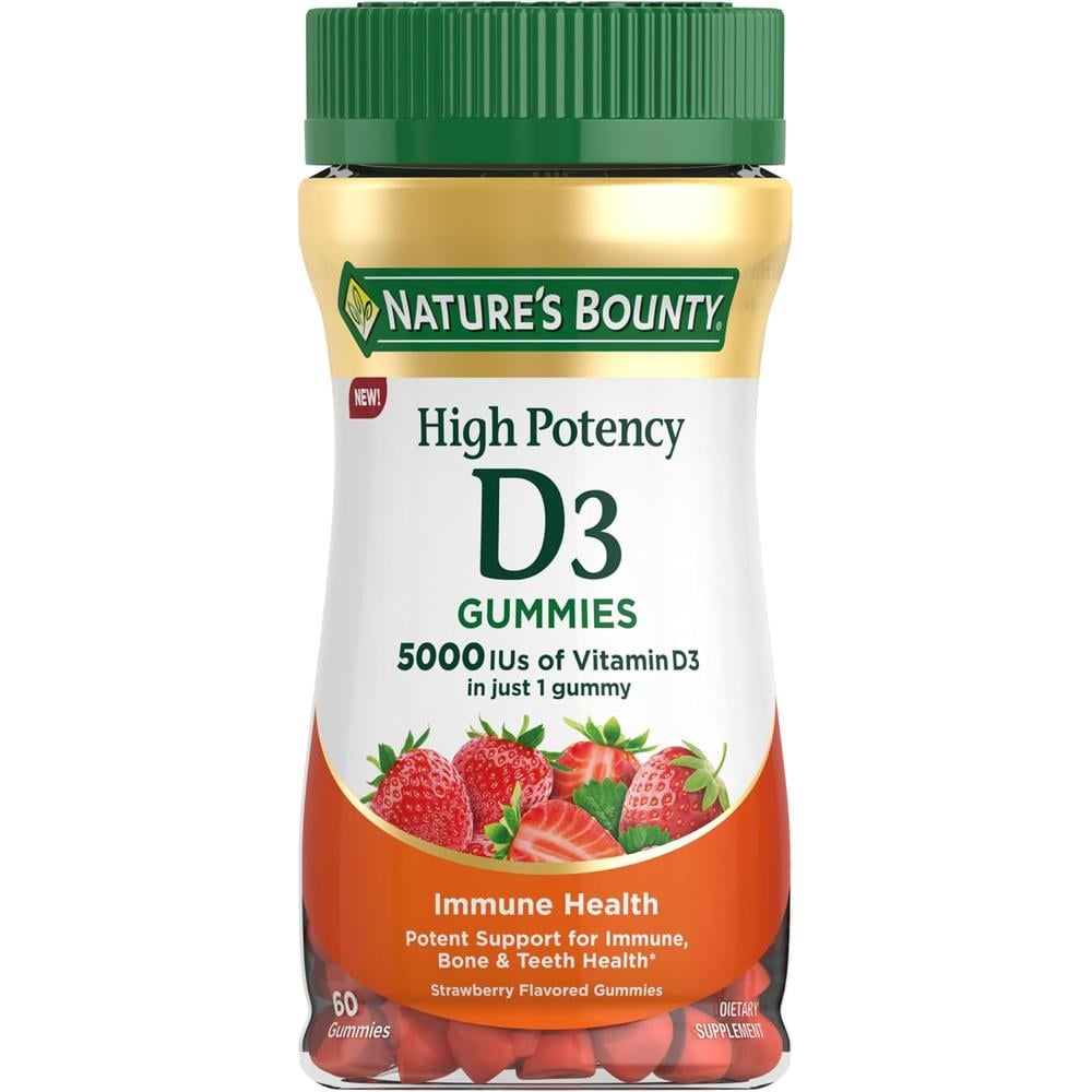 VITAMINA D3 NATURE'S BOUNTY 5000 UI FRESA 60 GOMITAS - 1