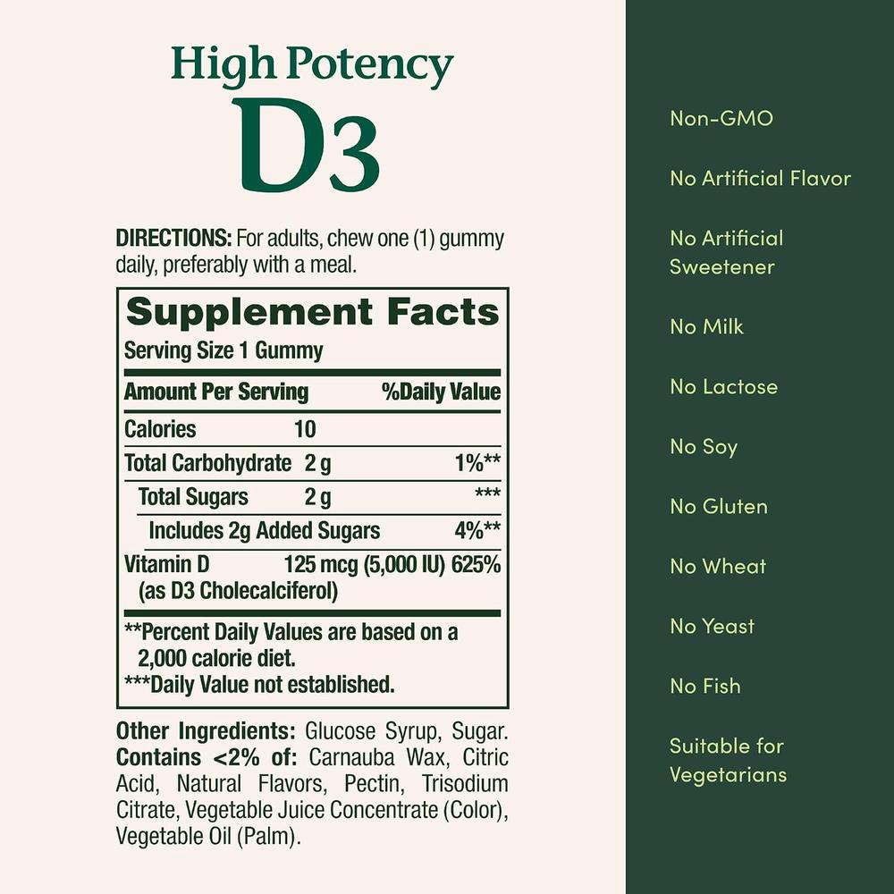 VITAMINA D3 NATURE'S BOUNTY 5000 UI FRESA 60 GOMITAS - 5