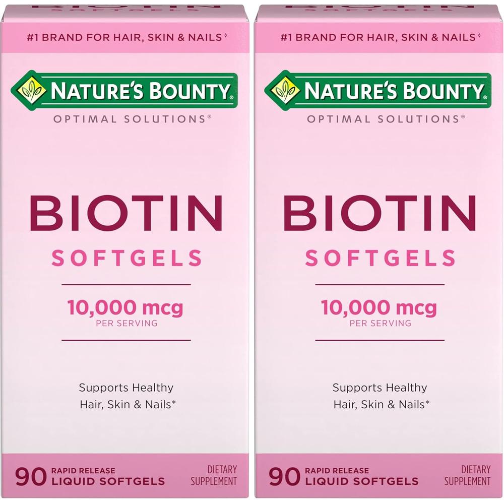 BIOTINA NATURE'S BOUNTY 10000 MCG 90 CÁPSULAS BLANDAS | PACK 2 - 1