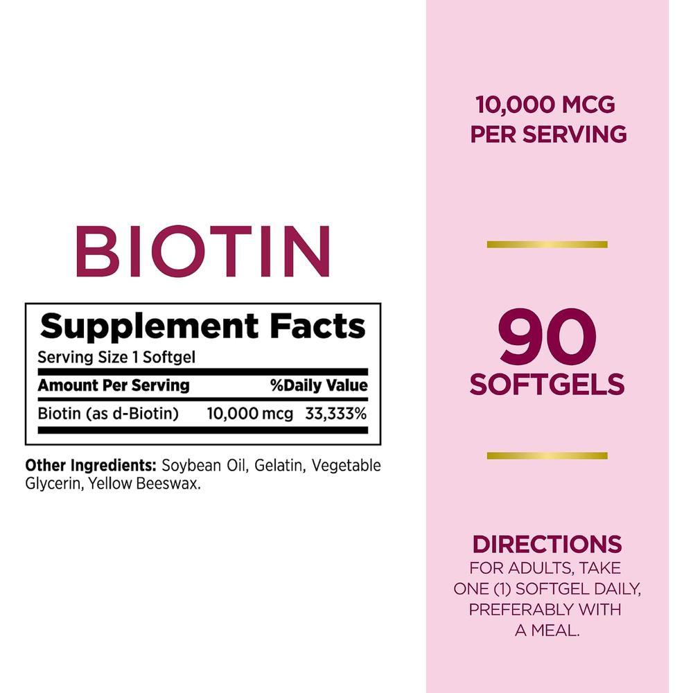 BIOTINA NATURE'S BOUNTY 10000 MCG 90 CÁPSULAS BLANDAS | PACK 2 - 2