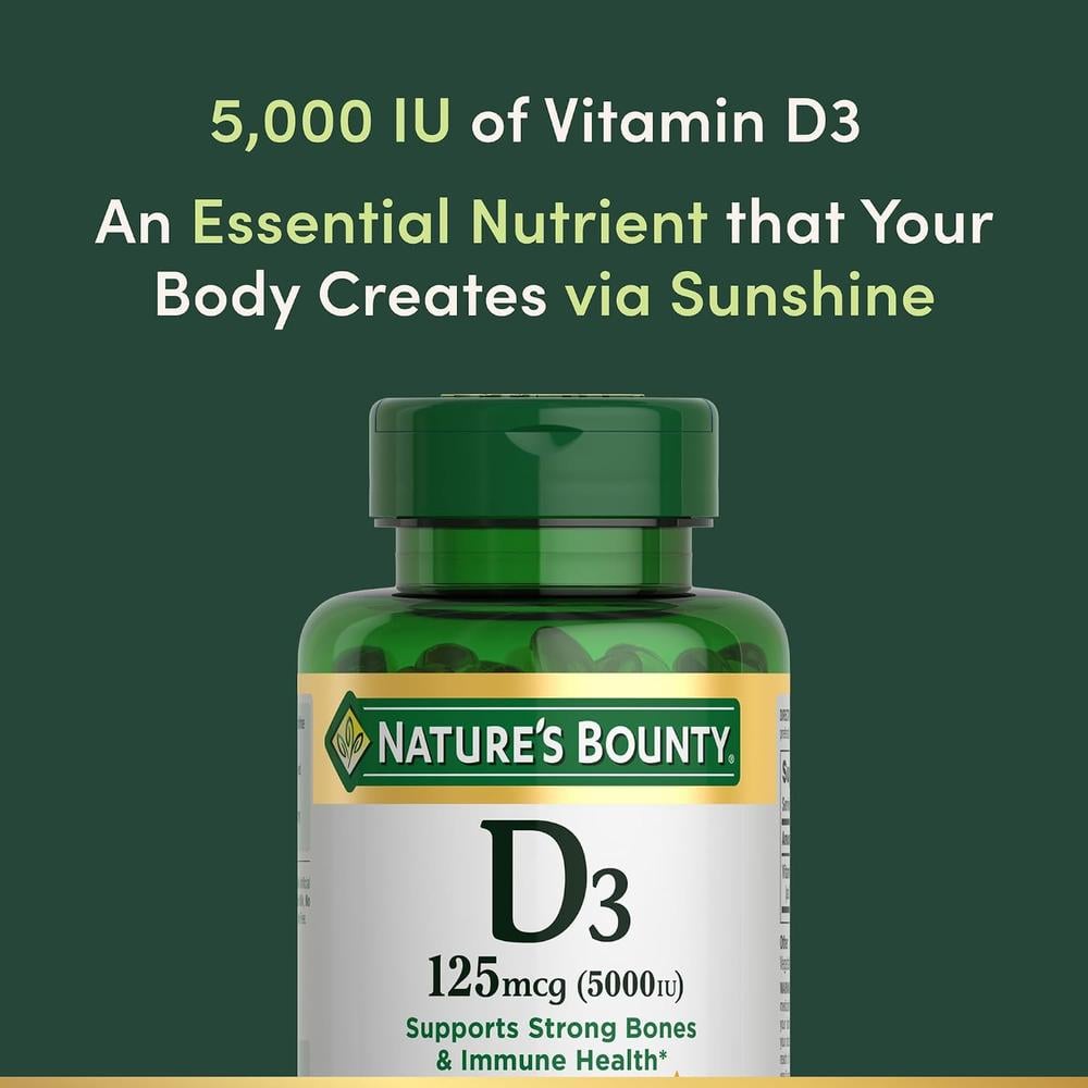 VITAMINA D3 NATURE'S BOUNTY 5000 UI 240 CÁPSULAS BLANDAS - 3