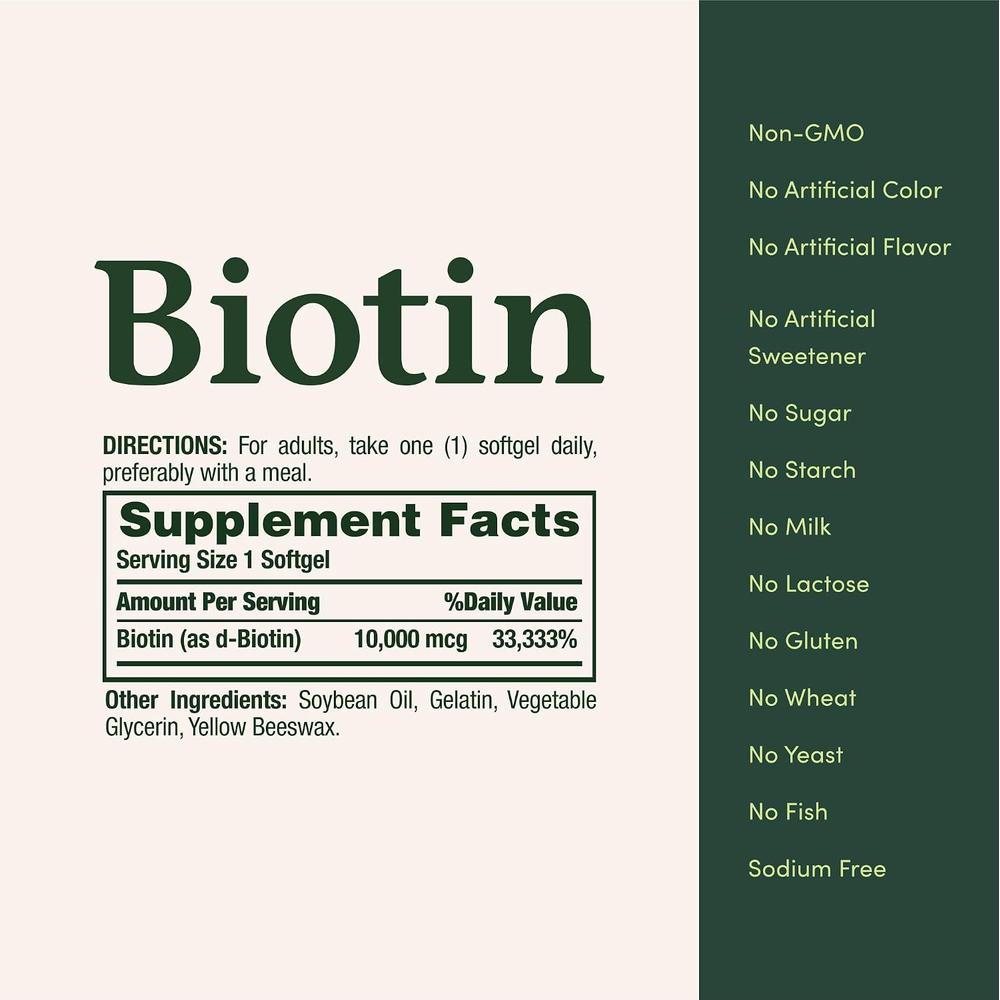 BIOTINA NATURE'S BOUNTY 10000 MCG 180 CÁPSULAS BLANDAS - 5