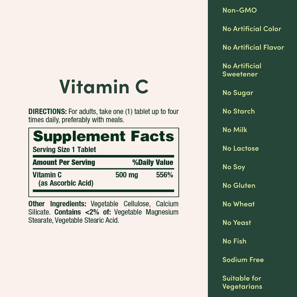 VITAMINA C NATURE'S BOUNTY 500 MG 250 TABLETAS - 5