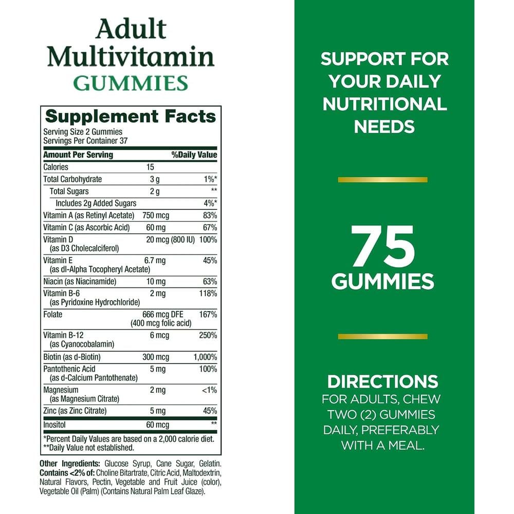 MULTIVITAMÍNICO ADULTOS NATURE'S BOUNTY 75 GOMITAS | PACK 3 - 2