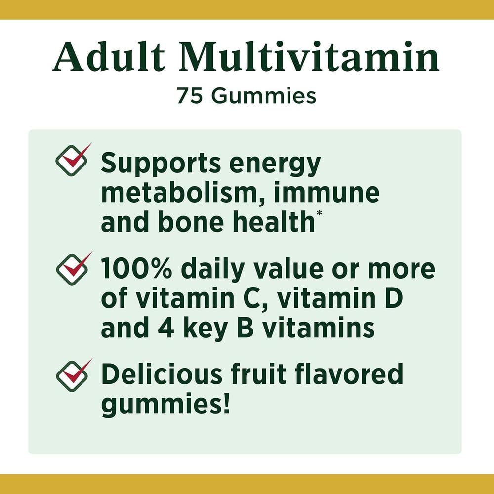 MULTIVITAMÍNICO ADULTOS NATURE'S BOUNTY 75 GOMITAS | PACK 3 - 3
