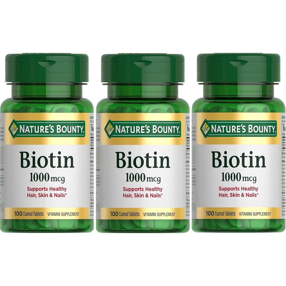 BIOTINA NATURE'S BOUNTY 1000 MCG FRESA 100 TABLETAS | PACK 3 - 1